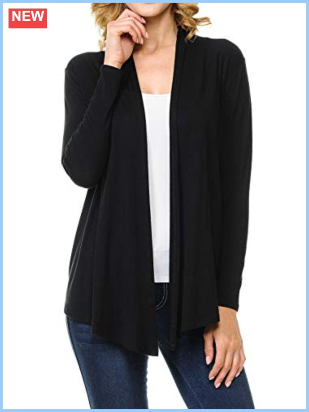 Women's Long Sleeve Open Front Drape Lightweight Knit Rayon Cardigan